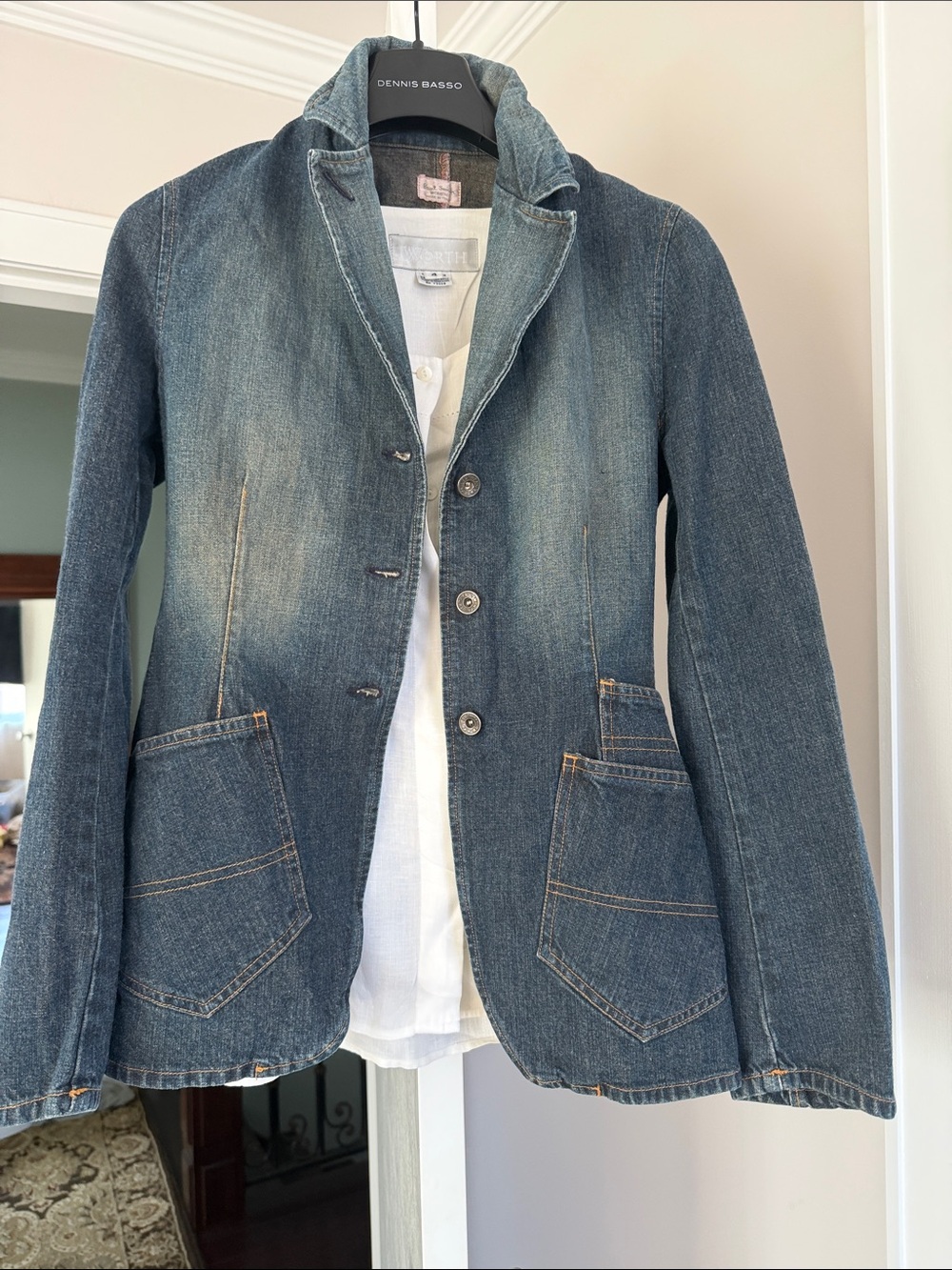 Paul Smith Faded Blue Denim Blazer Jacket women size Italy 42